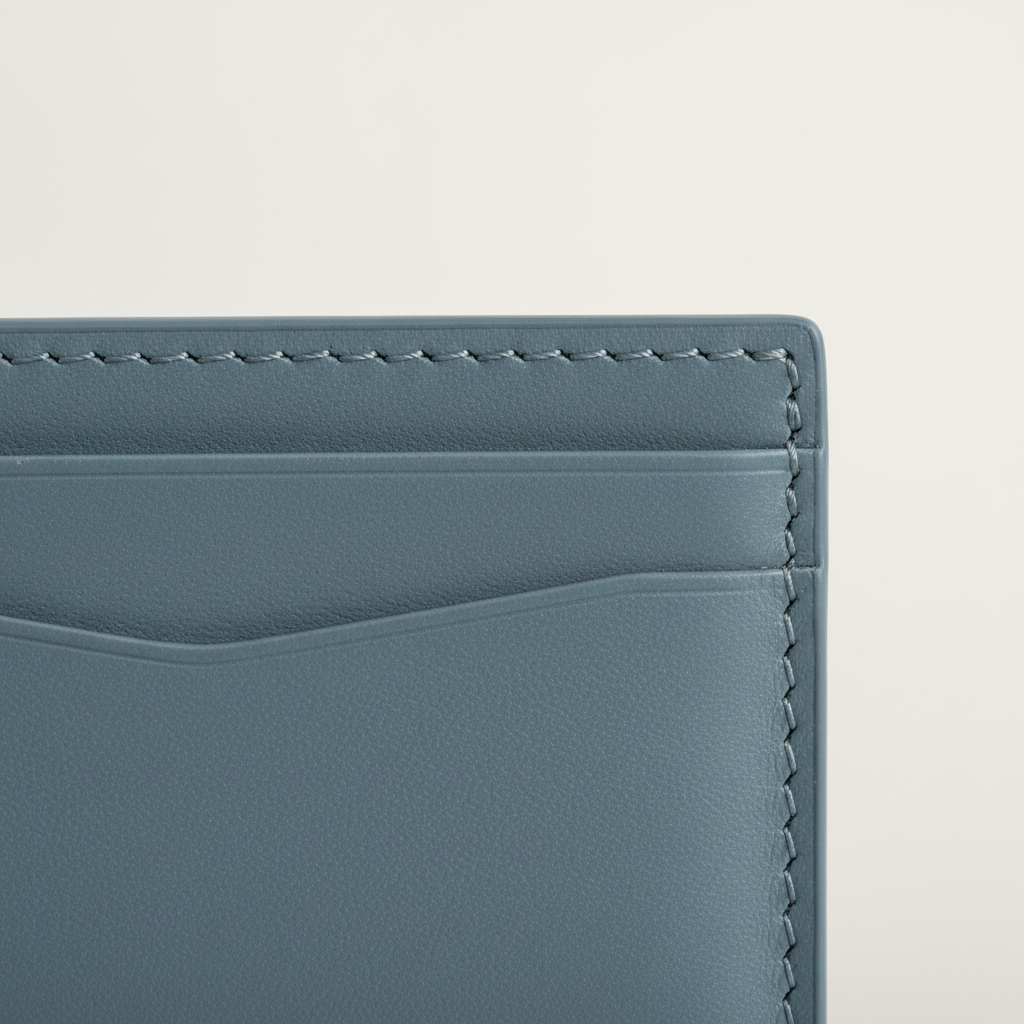 Ocean Dust Blue — Leather Stitching Macro