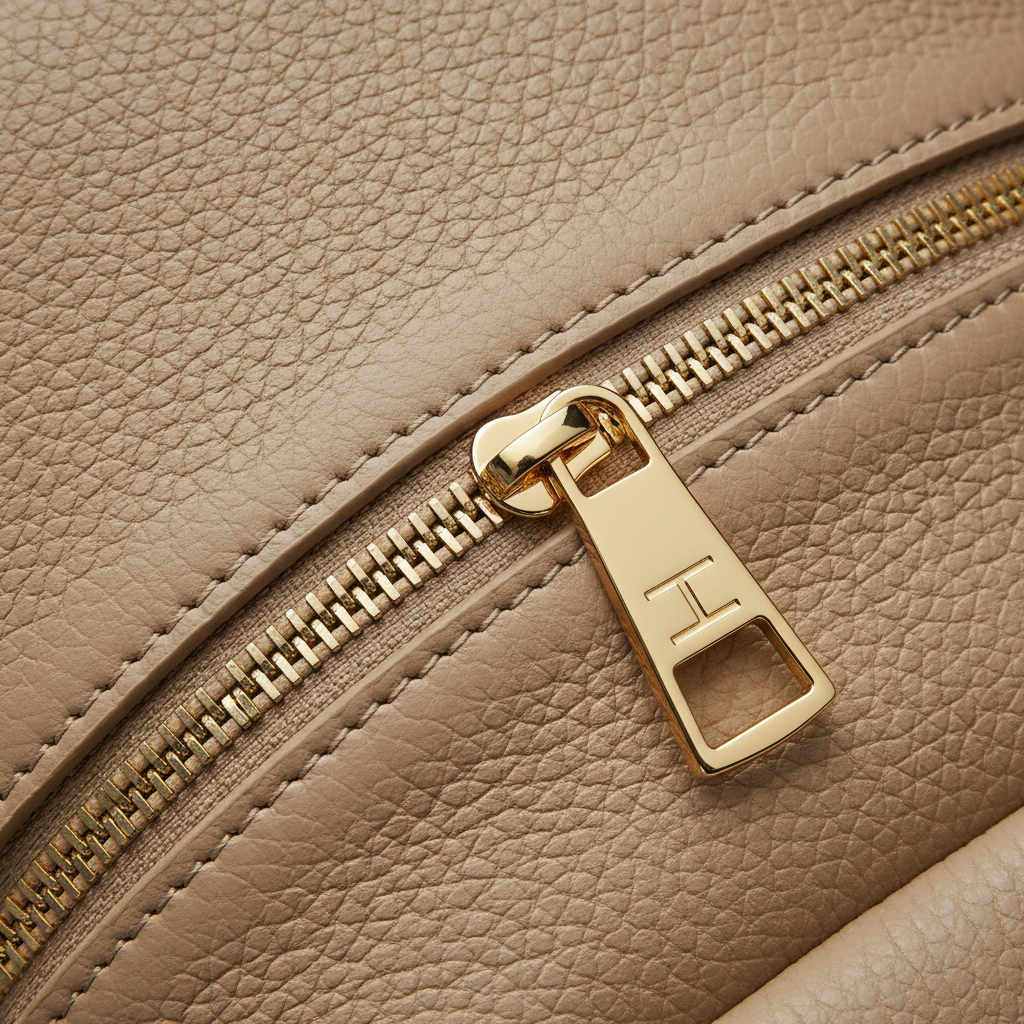Premium Leather Women's Backpack - Dune Silk Beige Leather & Zipper Detail