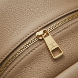 Premium Leather Women's Backpack - Dune Silk Beige Leather & Zipper Detail