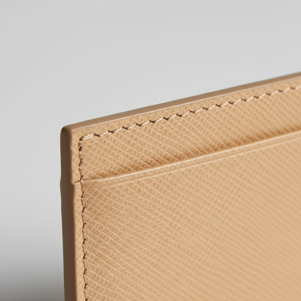 Champagne Silk Beige — Leather Stitching Macro