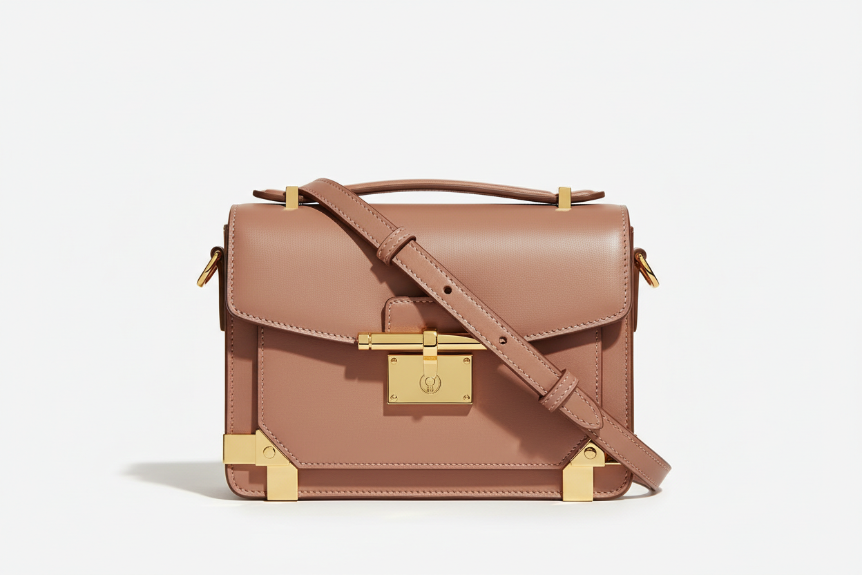 Classic City Shoulder Bag in Dusty Rose, front view