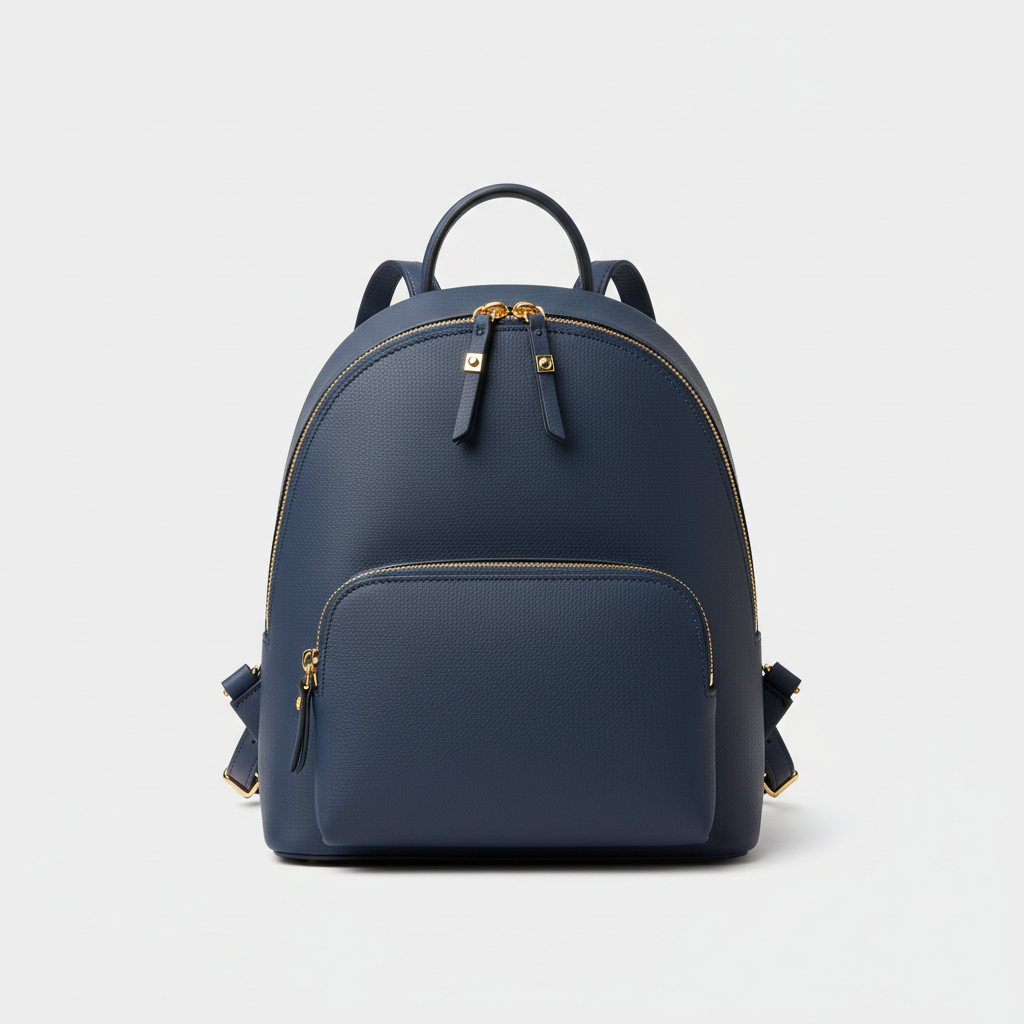 Premium Leather Women's Backpack - Frozen Ocean Blue Front View