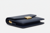 Urban Everyday Wallet in Navy and Gold, side angle view