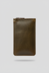 Metropolitan Slim iPad Bag in Moss Canyon Olive Waxed Heritage Leather – Front View