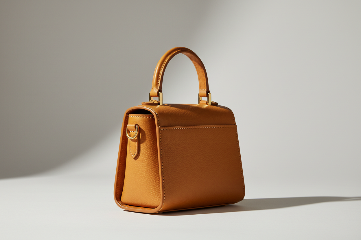 Luxury Mini Shoulder Bag in Warm Honey, side angle view