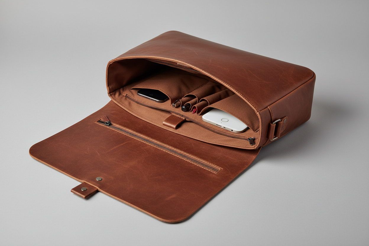Modern Laptop Messenger Bag in Cocoa Walnut Brown – Laptop Compartment