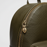 Premium Leather Women's Backpack - Timber Leaf Olive Leather & Zipper Detail