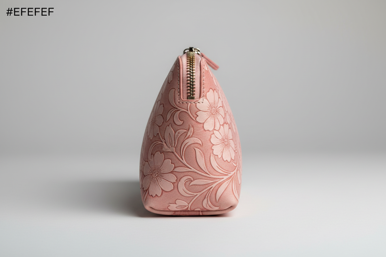 Signature Utility Pouch in Floral and Pink, side angle view