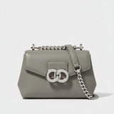 Sculpted Mini Designer Bag in Arctic Fog Grey – Front View