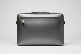 Executive Slim Briefcase in Slate Pewter Grey – Front View
