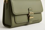 Soft Matte Shoulder Bag in Olive Sage, matte leather texture close-up