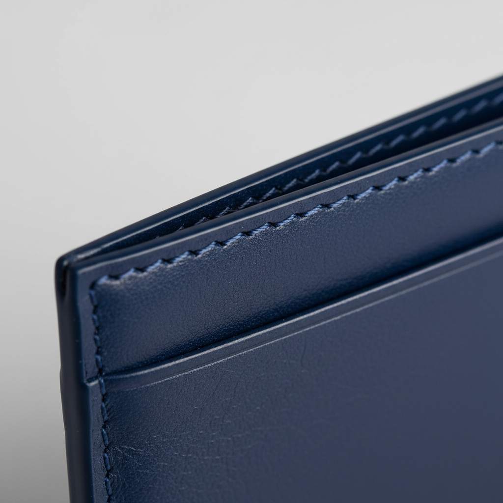 Royal Atlantic Blue — Leather Stitching Macro