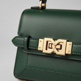 Sculpted Mini Designer Bag in Pine Shadow Green – Leather & Hardware Detail