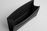 Luxury Essential Card Holder in Velvet Phantom Noir, open interior with card slots