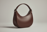 Curved Mini Shoulder Bag in Chocolate Truffle, back view