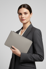 Elite Office Carry Pochette in Polar Mist Grey Matte Palmellato Leather – Professional Model