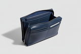 Premium Zip Work Portfolio in Ocean Ink Blue Soft-Touch Premium Leather – Interior View