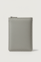 Elite Office Carry Pochette in Polar Mist Grey Matte Palmellato Leather – Front View