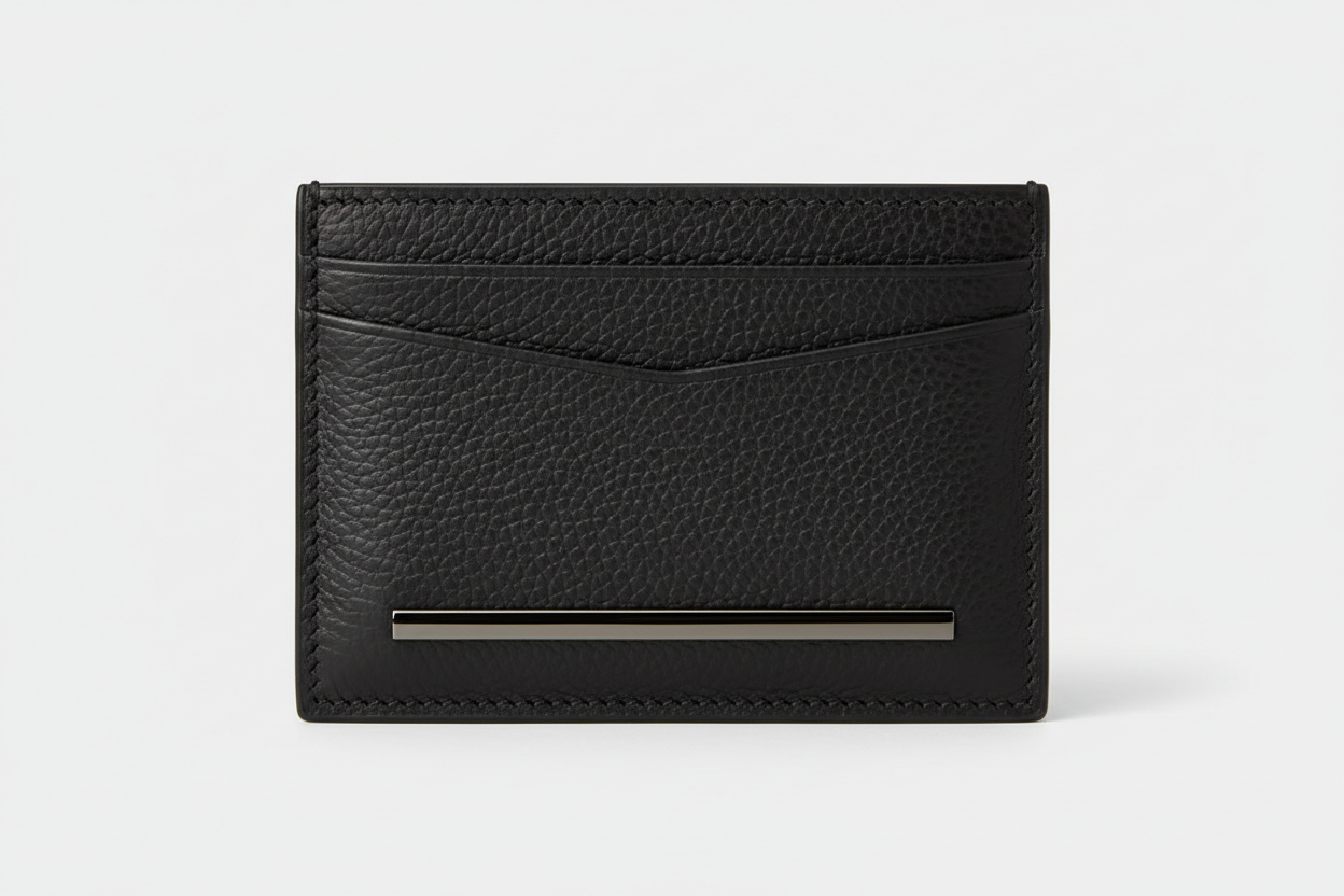 Luxury Essential Card Holder in Velvet Phantom Noir, front view
