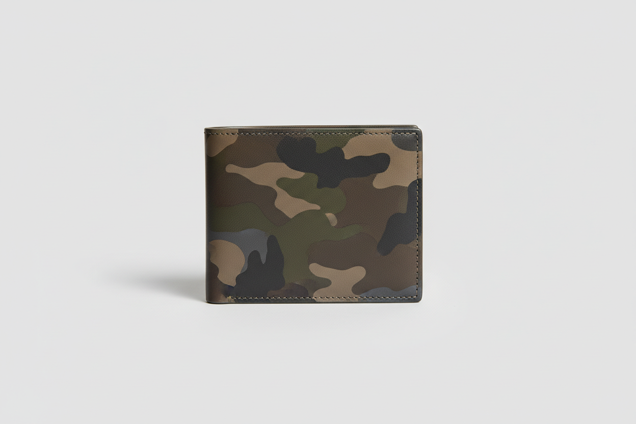 Premium Leather Wallet in Camouflage, front view