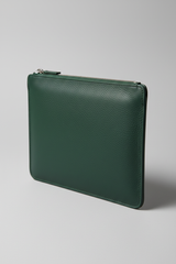 Elite Office Carry Pochette in Emerald Pine Green Luxury Utility Leather – Angled View