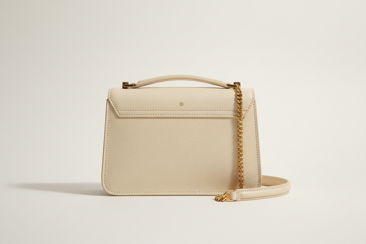 Minimal Luxe Shoulder Bag in Ivory Cream, back view