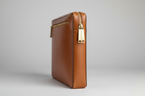 Executive Slim Briefcase in Stone Oak Tan – Side Angle