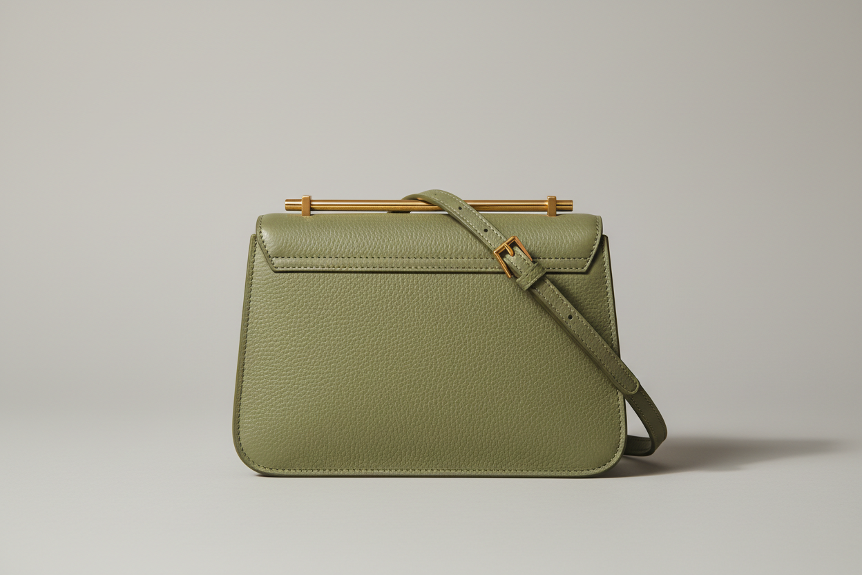 Minimal Luxe Shoulder Bag in Sage Green, back view