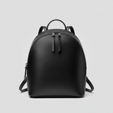 Premium Leather Women's Backpack - Galaxy Matte Black Front View
