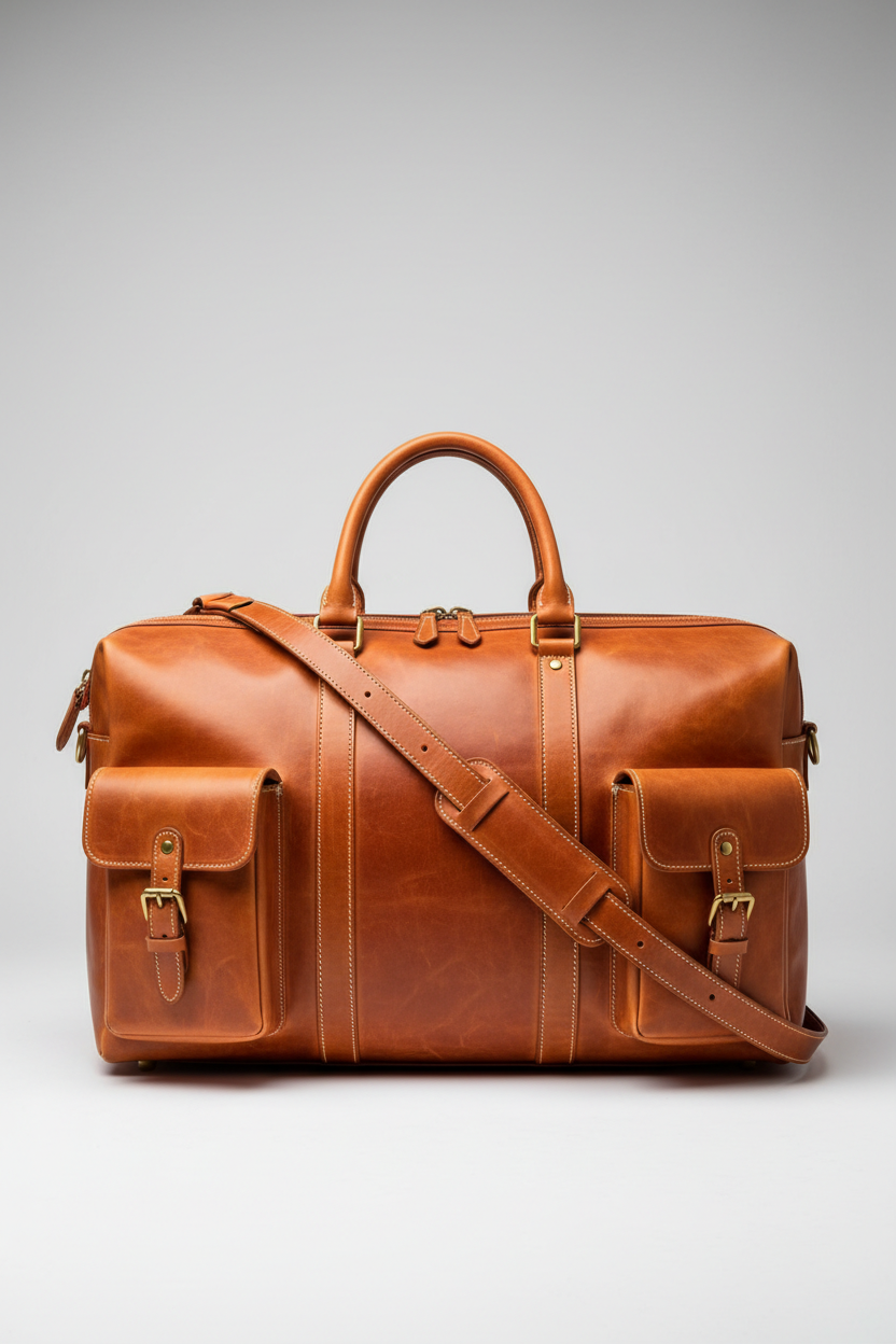 Urban Voyage Weekender in Orange Heritage Travel Leather — front view