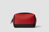 Modern Travel Pouch in Red and Black, front view