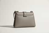 Sculpted Designer Shoulder Bag in Stone Grey, back view