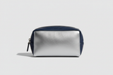 Signature Utility Pouch in Silver and Blue, front view