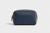 Modern Travel Pouch in Blue and Gray, front view