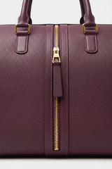 Urban Voyage Weekender in Purple Luxe Pebbled Leather — zipper detail