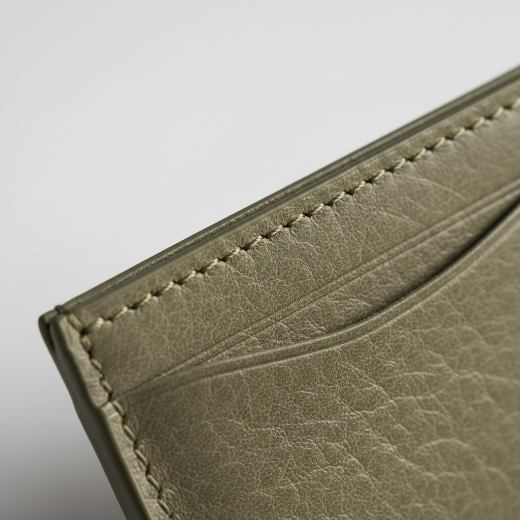 Forest Ash Olive — Leather Stitching Macro