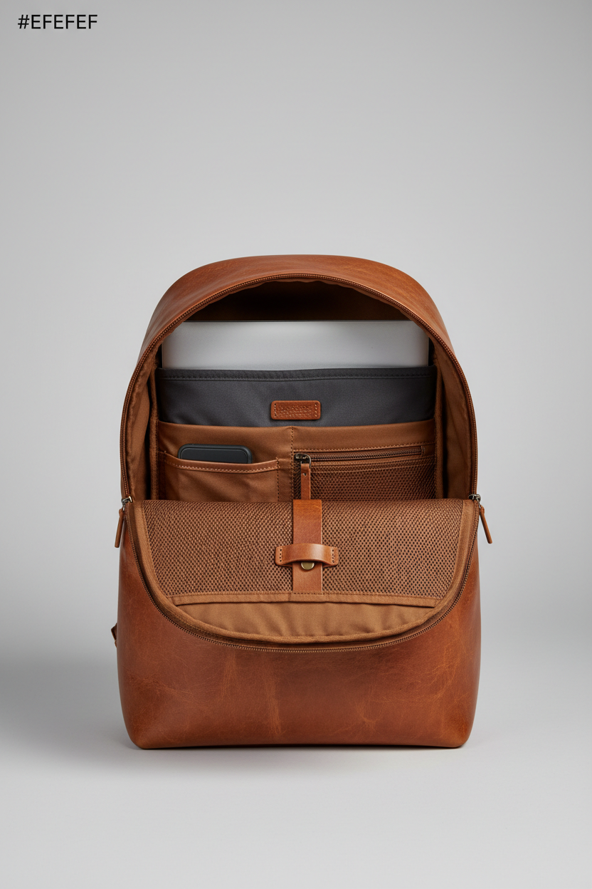 Metropolitan Business Backpack in Earthwood Chestnut Natural Tumbled Leather – Laptop Compartment