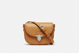 Curved Mini Shoulder Bag in Warm Sandstone, front view
