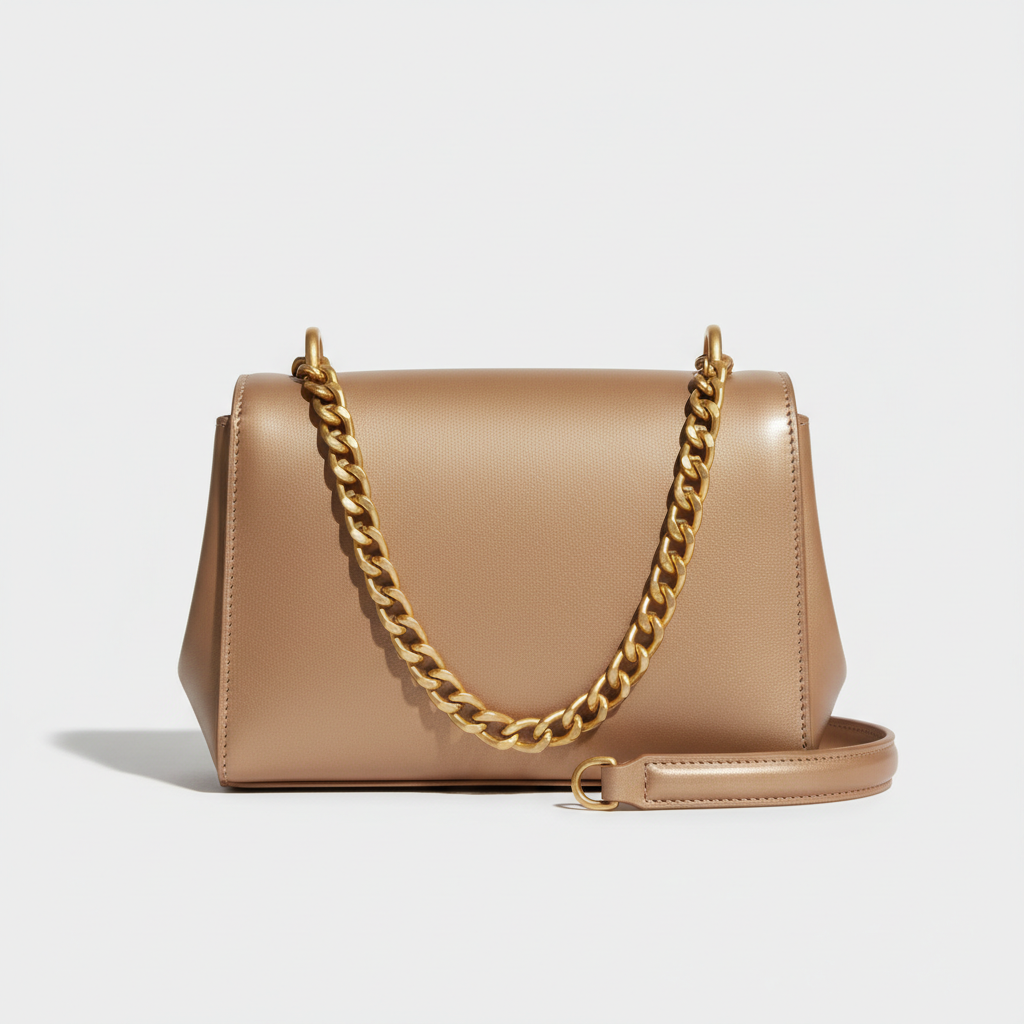 Chain Strap Mini Bag in Desert Champagne Nude – Front View