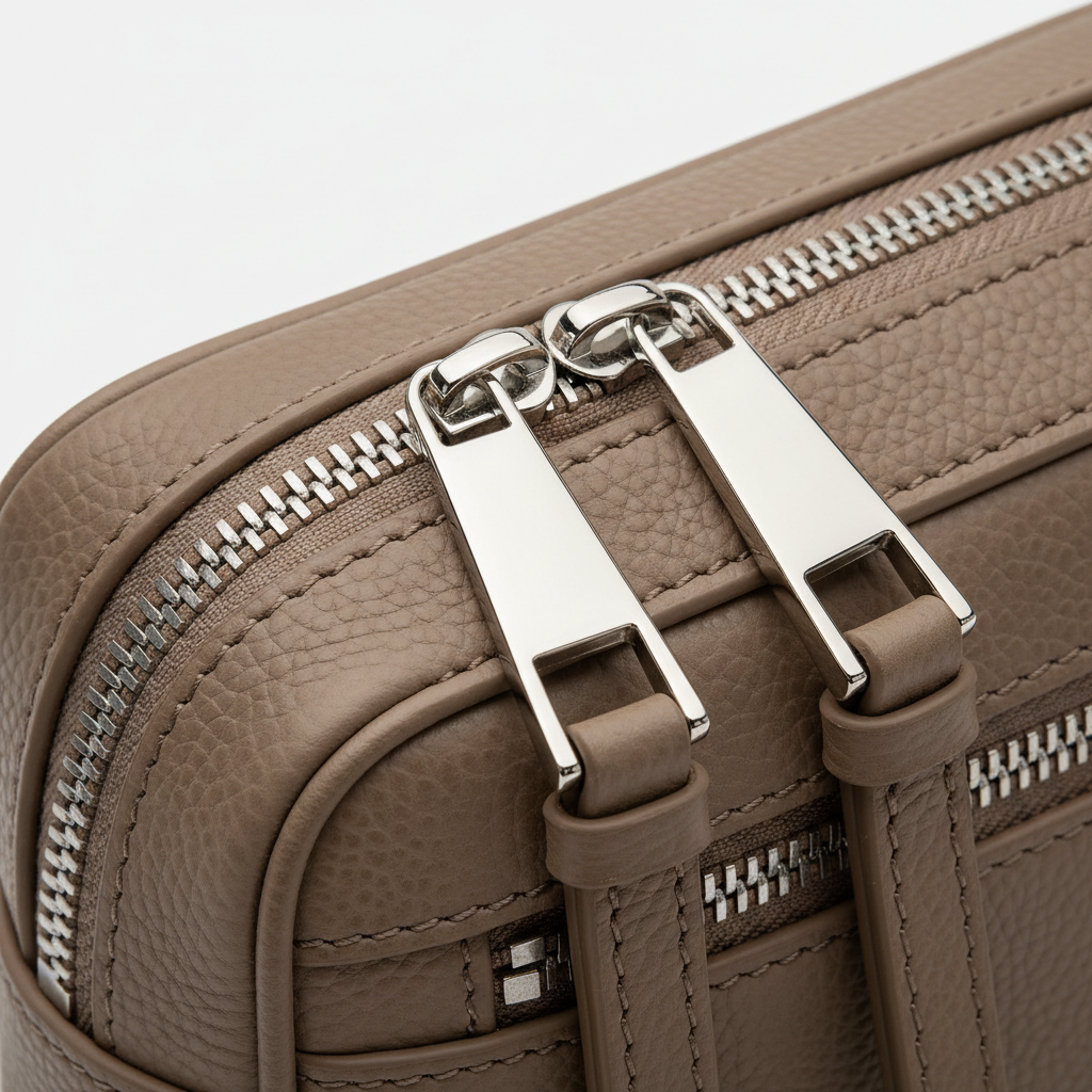 Urban Professional Crossbody Bag in Dustwood Taupe Structured Saffiano Leather – Hardware Detail