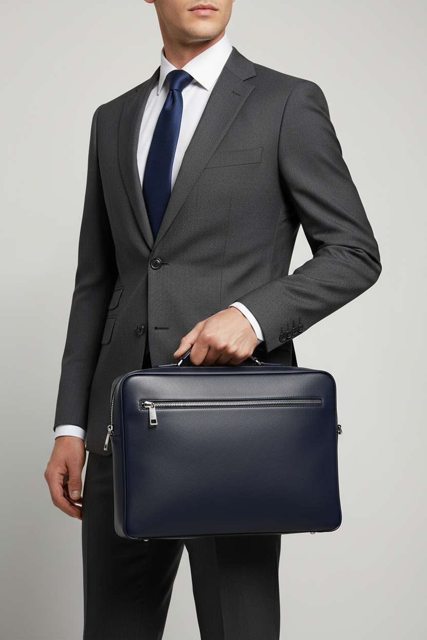 Executive Slim Briefcase in Navy Executive Blue – Professional Model