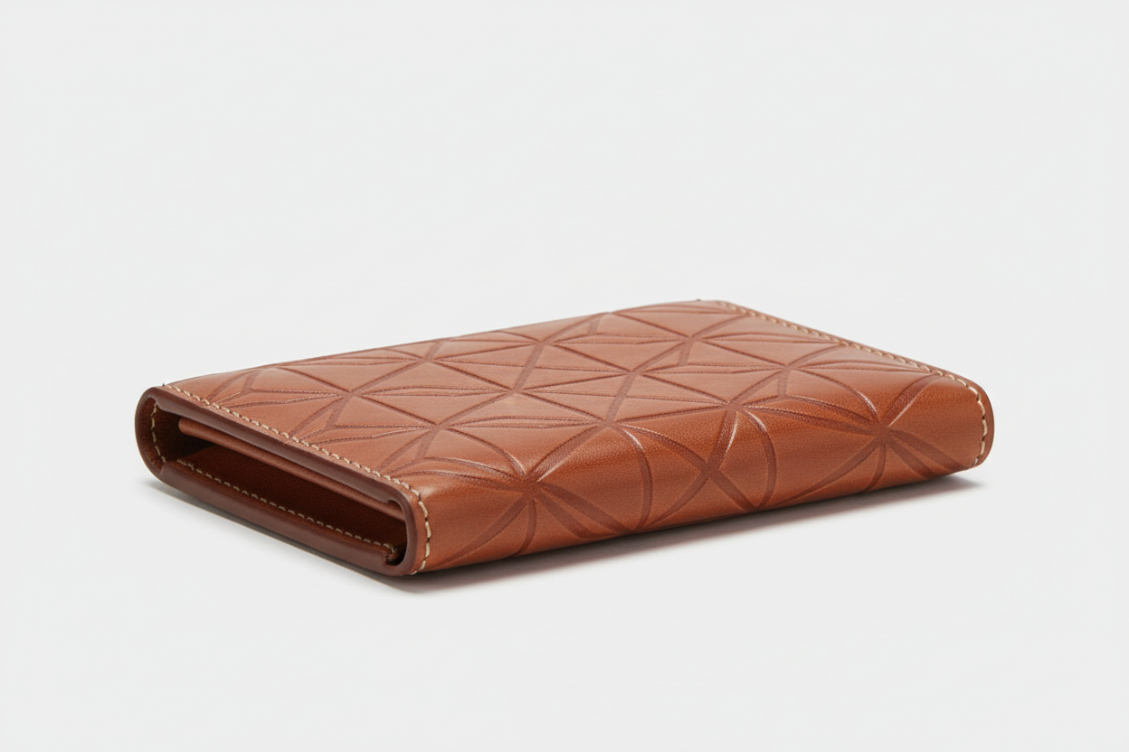 Executive Compact Wallet in Geometric, side angle view