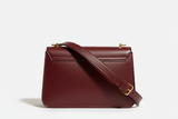 Contemporary Flap Shoulder Bag in Deep Burgundy, back view