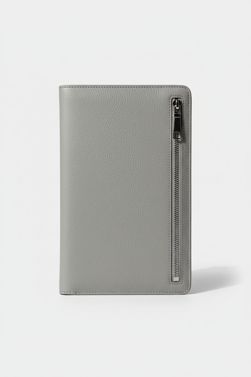 Elite Leather Document Holder in Polar Ash Grey Structured Office Leather – Front View