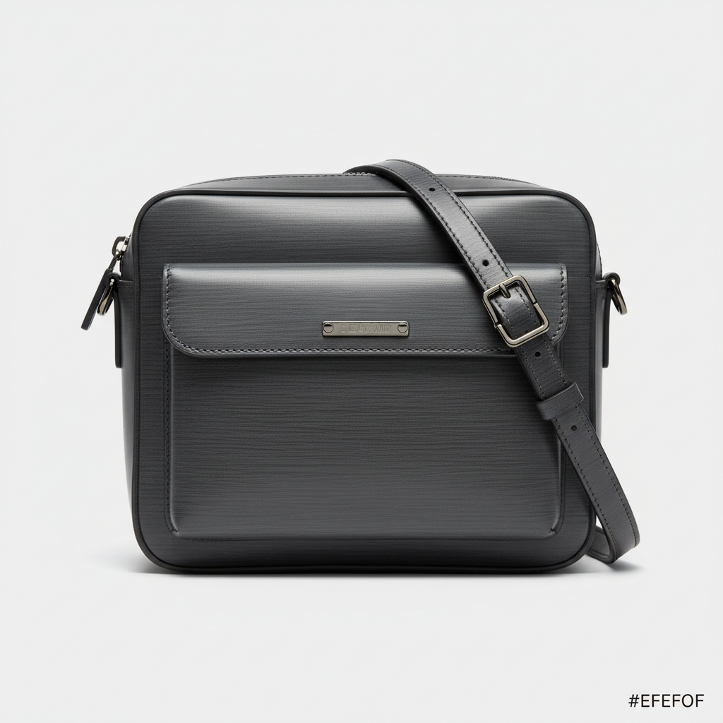 Urban Professional Crossbody Bag in Shadow Iron Grey Brushed Grain Leather – Front View