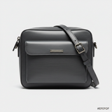 Urban Professional Crossbody Bag in Shadow Iron Grey Brushed Grain Leather – Front View
