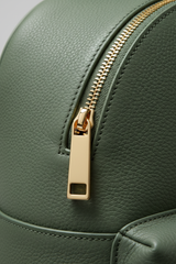 Metropolitan Fashion Backpack in Everwood Sage Green Handcrafted Grain Leather – Leather & Zipper Detail