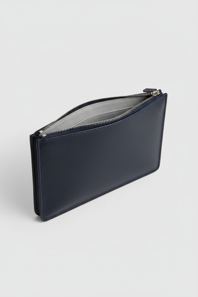 Executive iPad Pochette in Harbor Navy Blue Premium Matte Leather – Interior View
