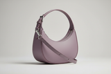 Curved Mini Shoulder Bag in Muted Lavender, side angle view