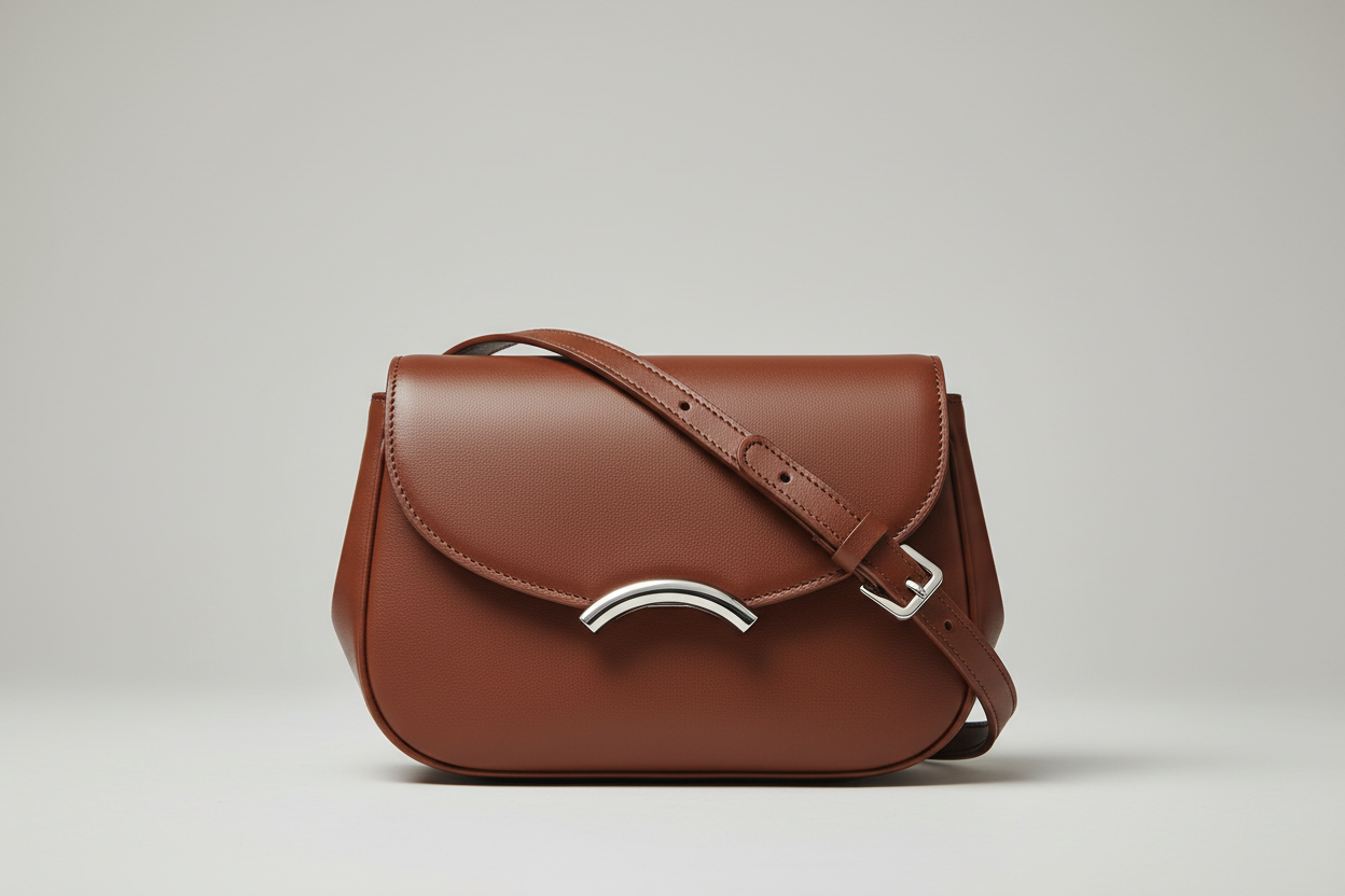 Soft Curve Shoulder Bag in Chocolate Brown, front view